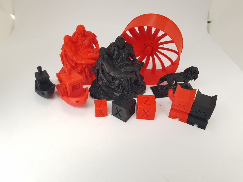 Series of test prints made from Amazon Basics filament.  Photo from the 3D printing industry