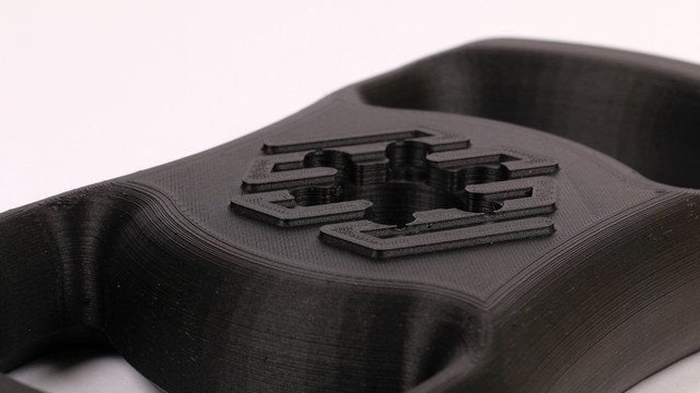 A lightweight steering wheel, 3D printed with onyx from Markforged.  (Courtesy Markforged.)