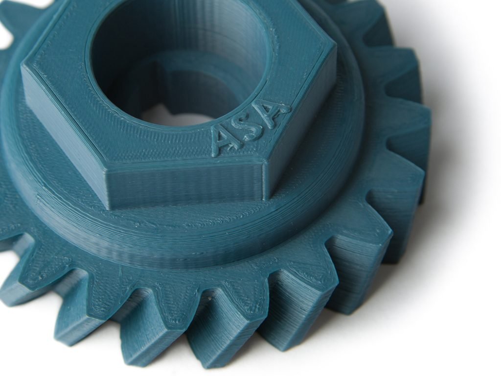 A gear 3D printed with ASA Extrafill Gray Blue.  Photo via Fillamentum