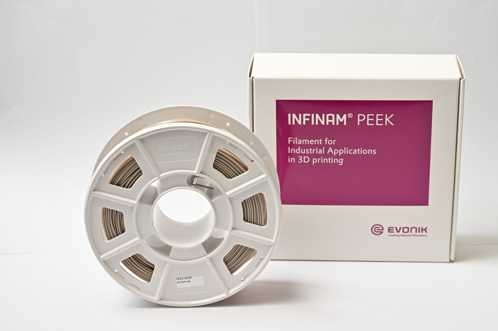 INFINAM PEEK 9359 F High-performance polymer as a metal replacement for the additive manufacturing of sophisticated industrial plastic parts.  Photo via Evonik.