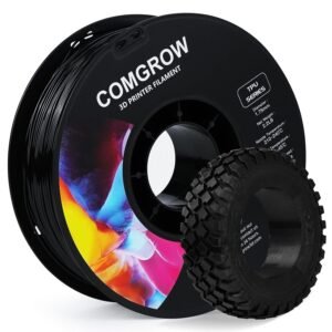Comgrow TPU Filament, 1.75mm, 95A Soft TPU Flexible 3D Printer Filament Black 1kg (2.2lbs), Dimensional Accuracy +/- 0.02 mm, Fit Most FDM Printer