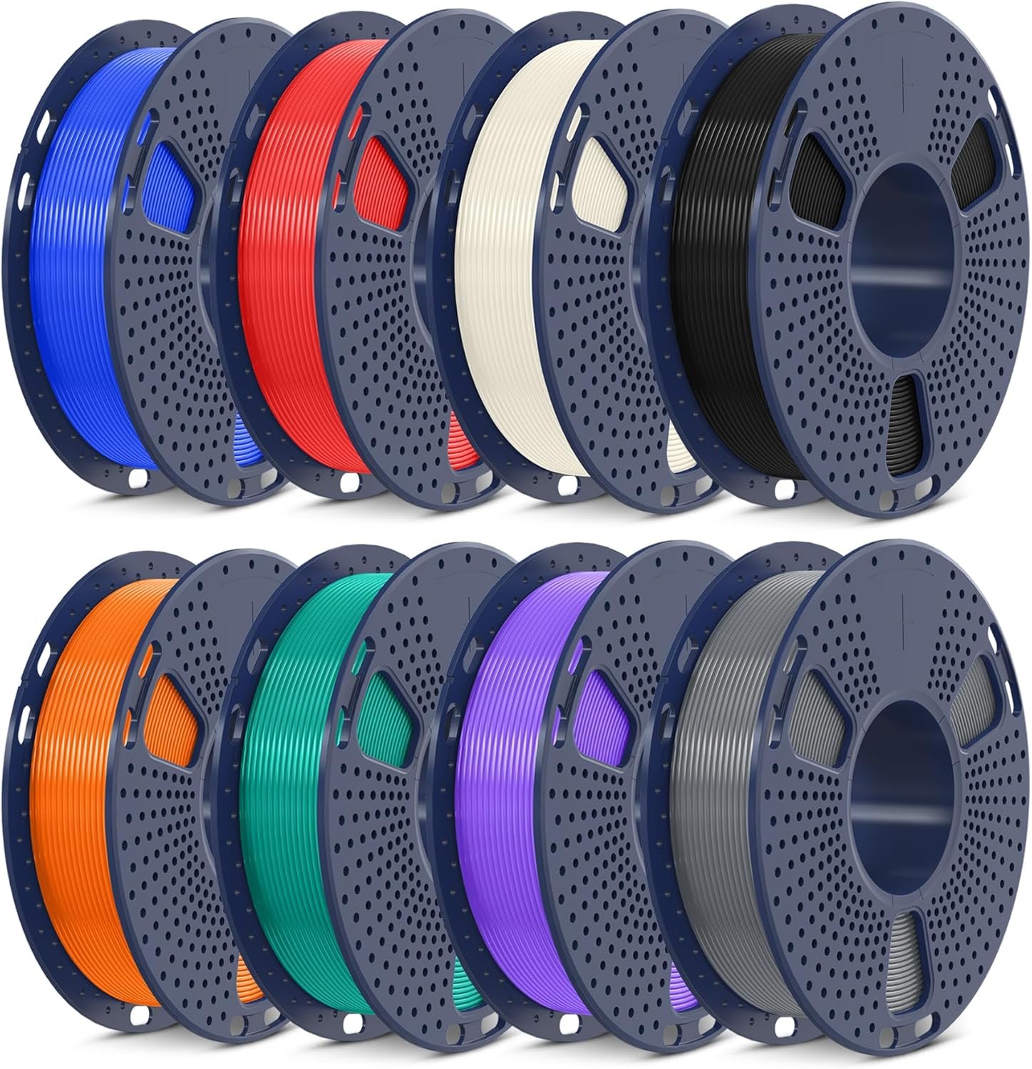 SUNLU 8 Packs ASA Filament 1.75mm, UV/Rain/Heat Resistant 3D Printer SUNLU 8 Packs ASA Filament 1.75mm, UV/Rain/Heat Resistant 3D Printer Filament, Great 3D Filament for Outdoor, 2kg in Total, 0.25kg per Spool, 8 Colors, Black+Natural+Grey+Blue+Green+Red+Orange+Purple