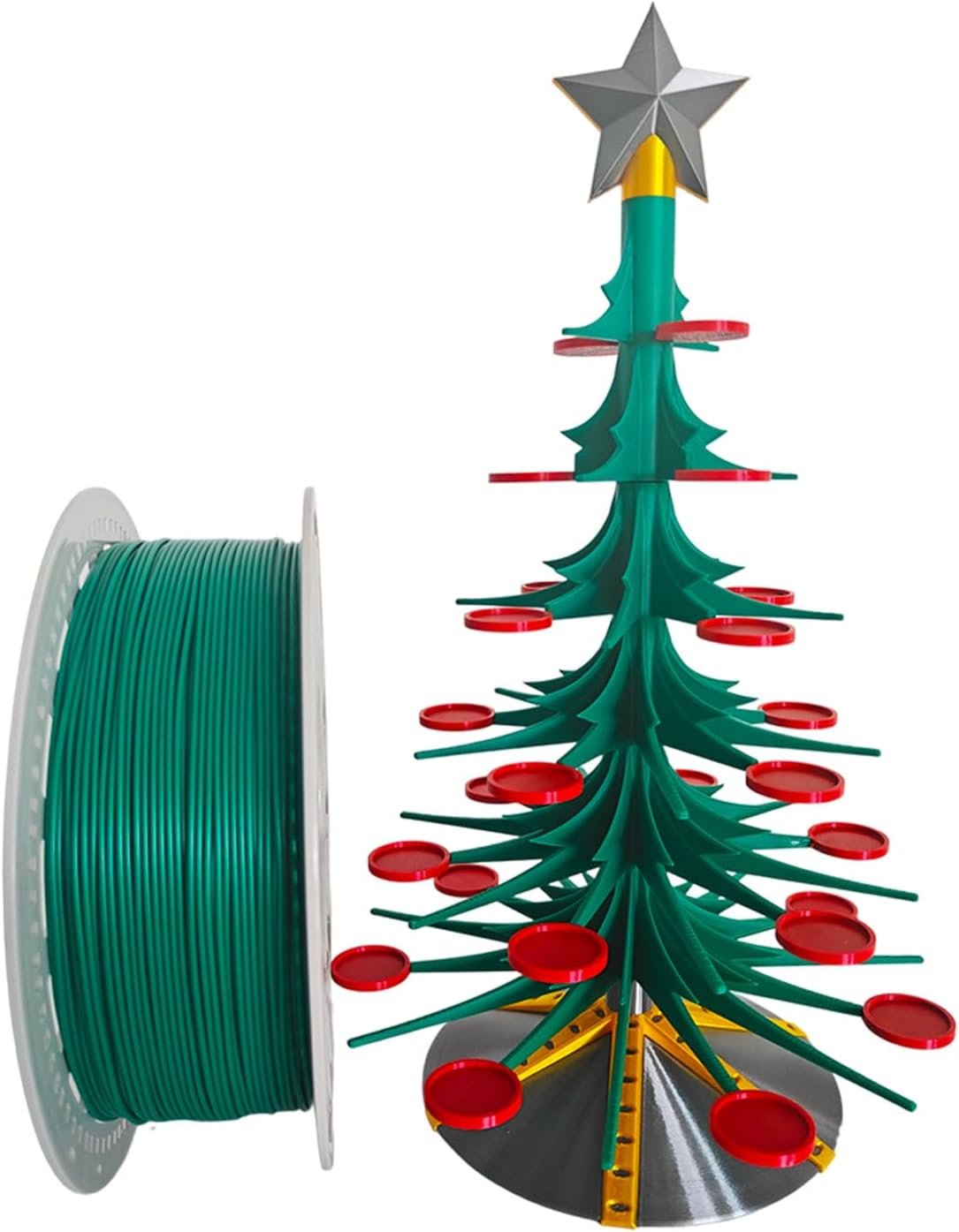 Christmas Pla Filament, 3d Printed Christmas Ornaments,Glow In Dark Christmas Christmas Pla Filament, 3d Printed Christmas Ornaments,Glow In Dark Christmas Pla, Kid Safe Filament, High Success Rate Ornament Filament, 1.75mm, Ender 3/Bambu Compatible (Christmas Green)